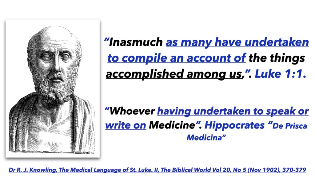 Hippocrates medical treatise compared to Luke's prologue