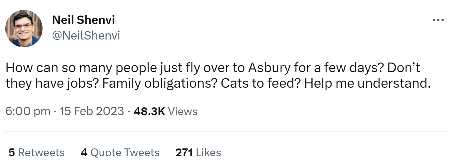 Dr Neil Shenvi tweet about Asbury