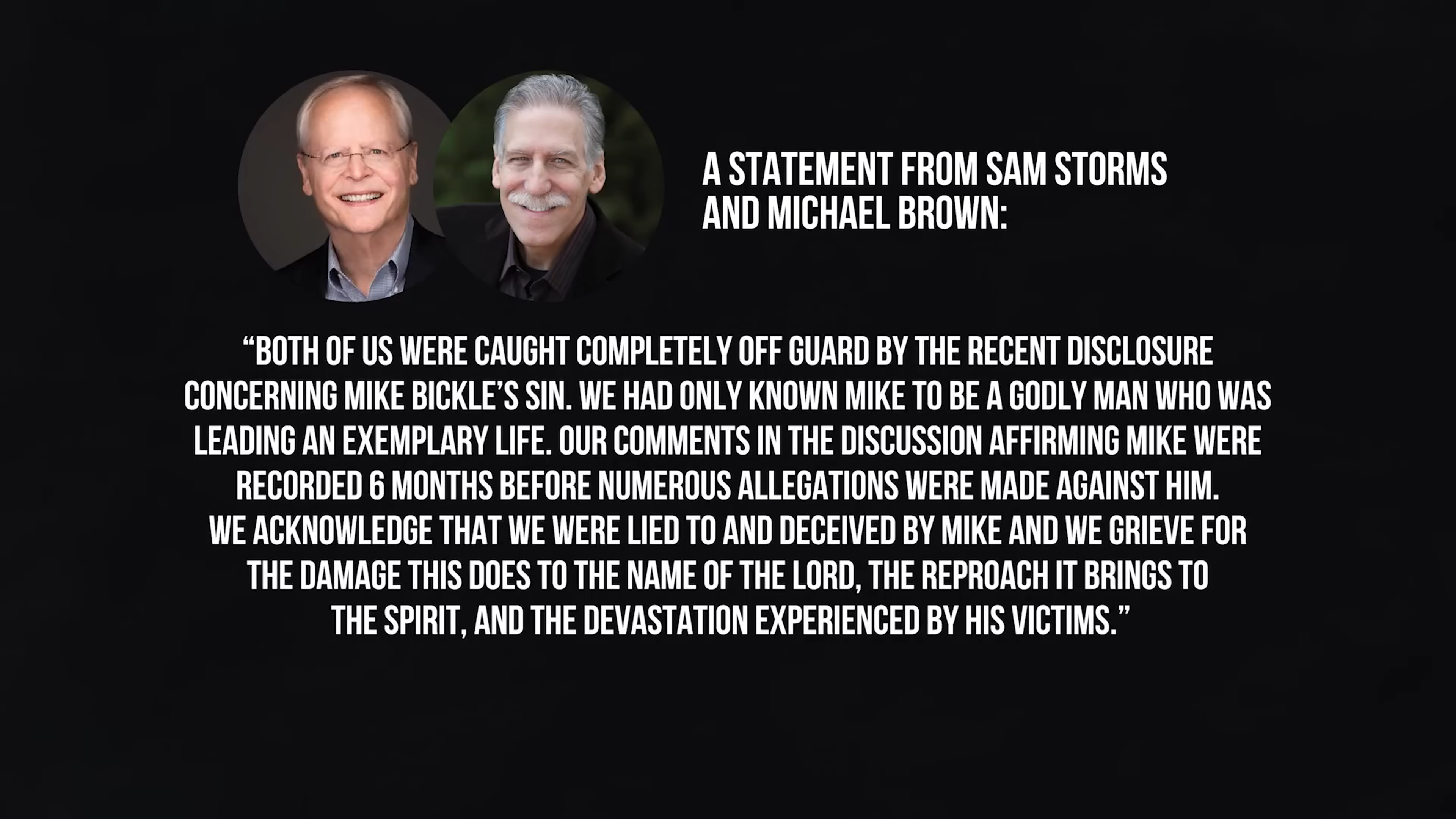 Statement shared on American Gospel Roundtable by Michael Brown And Sam Storms