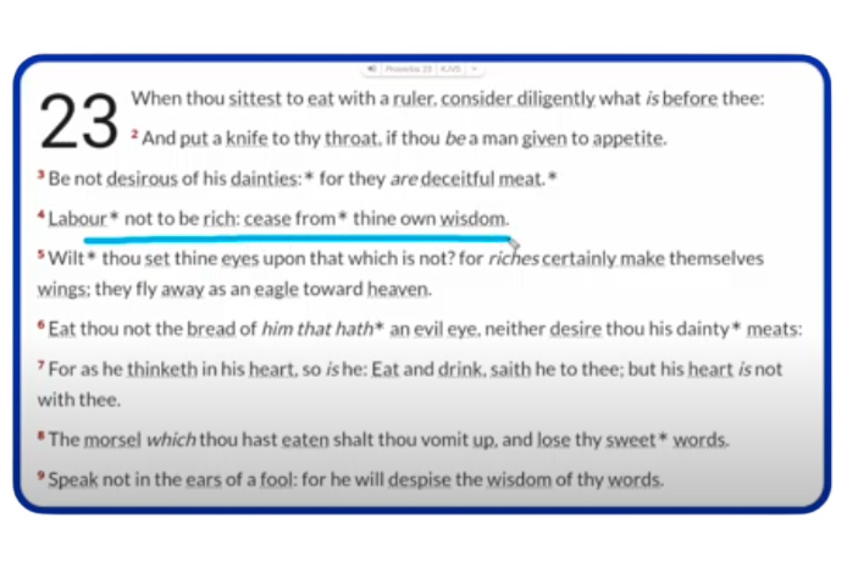 An excerpt from Proverbs 23.