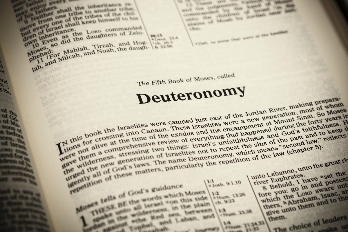 An image of the Book of Deuteronomy in the Bible.