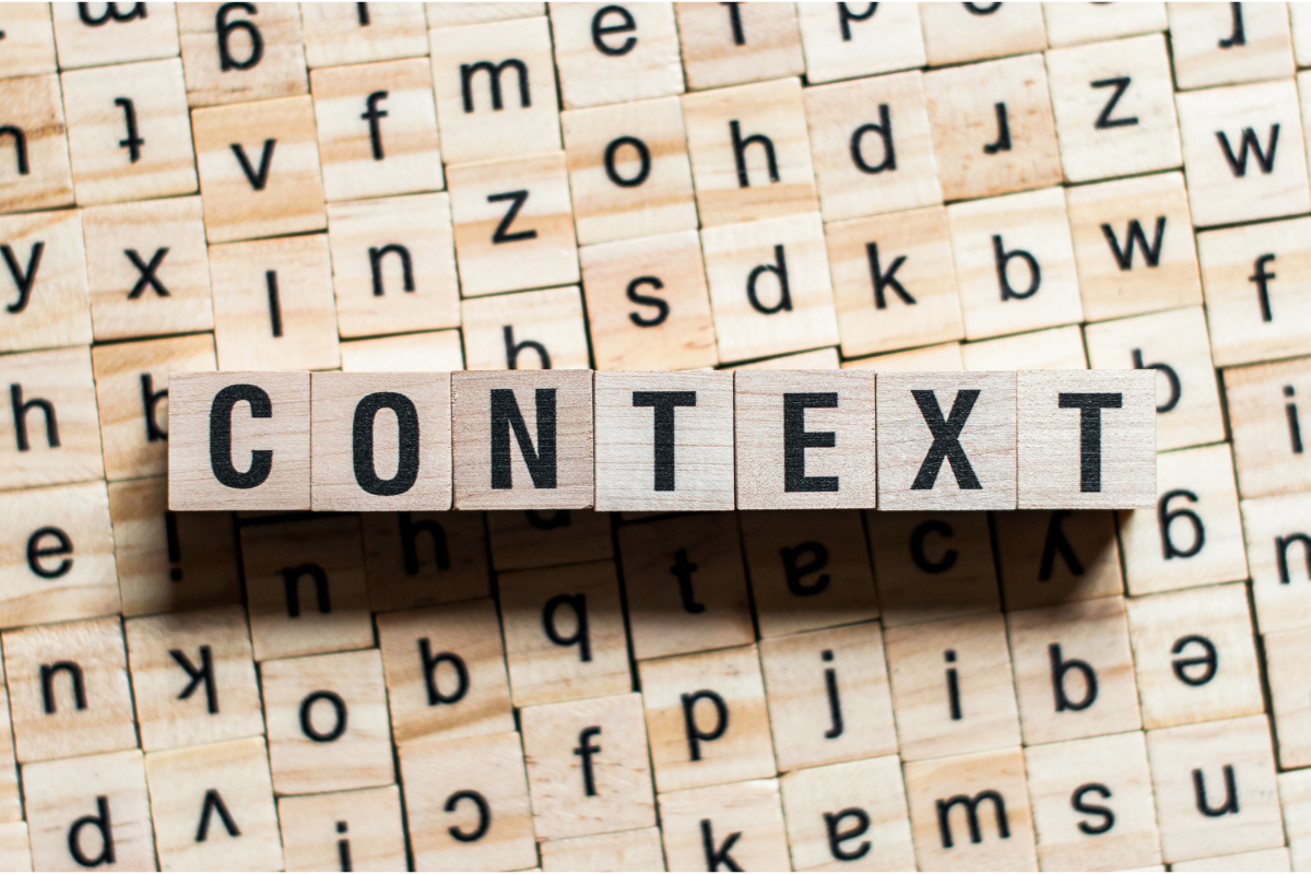 An image of wooden cubes spelling out the word CONTEXT.
