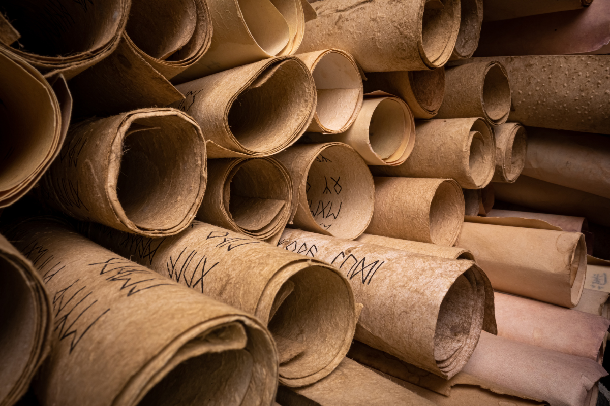 An image of ancient scrolls.