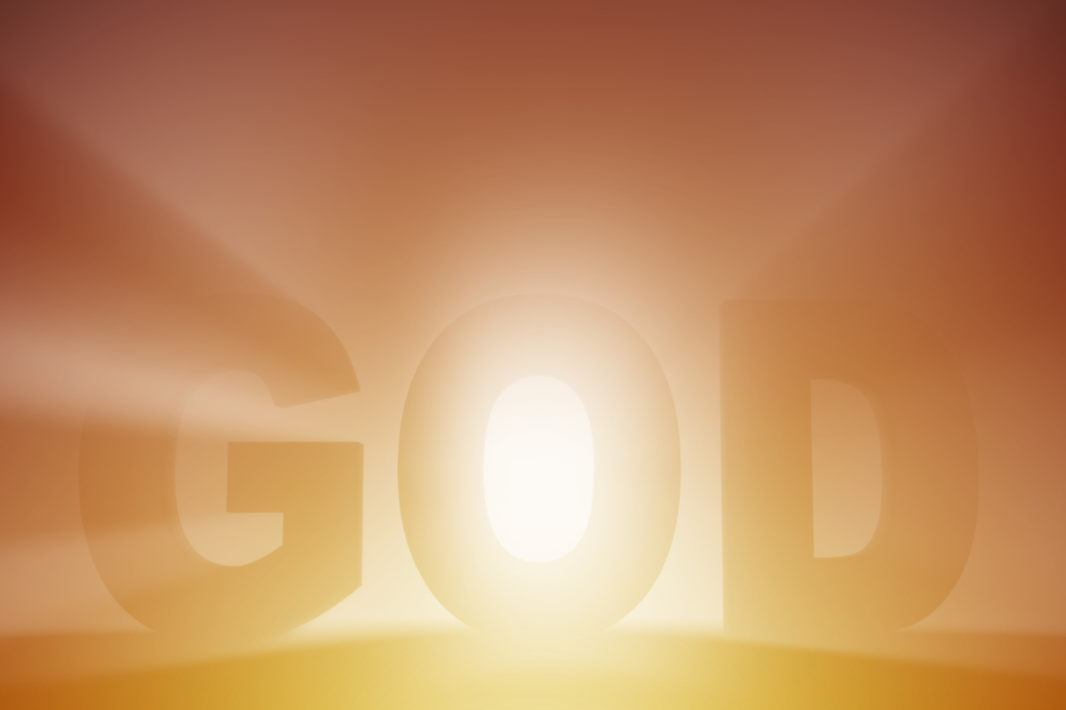 A bright illustration of the word GOD.