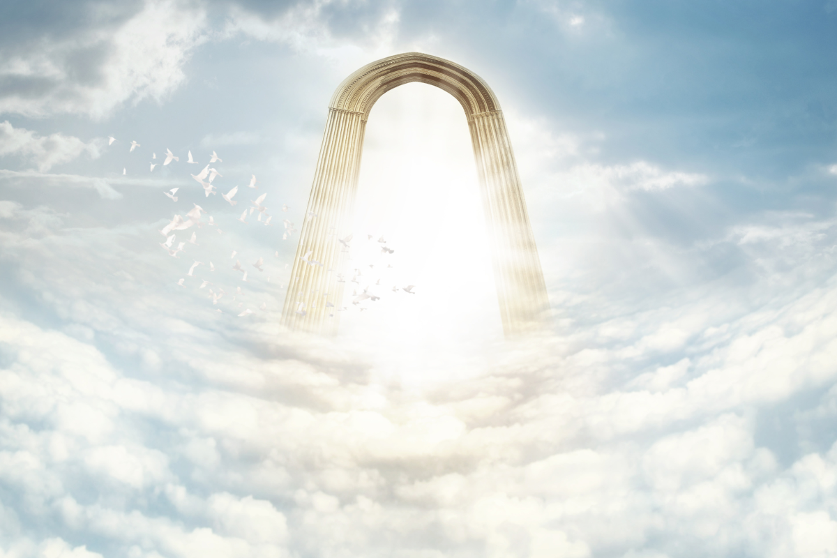 A depiction of the heavenly gates of Heaven.