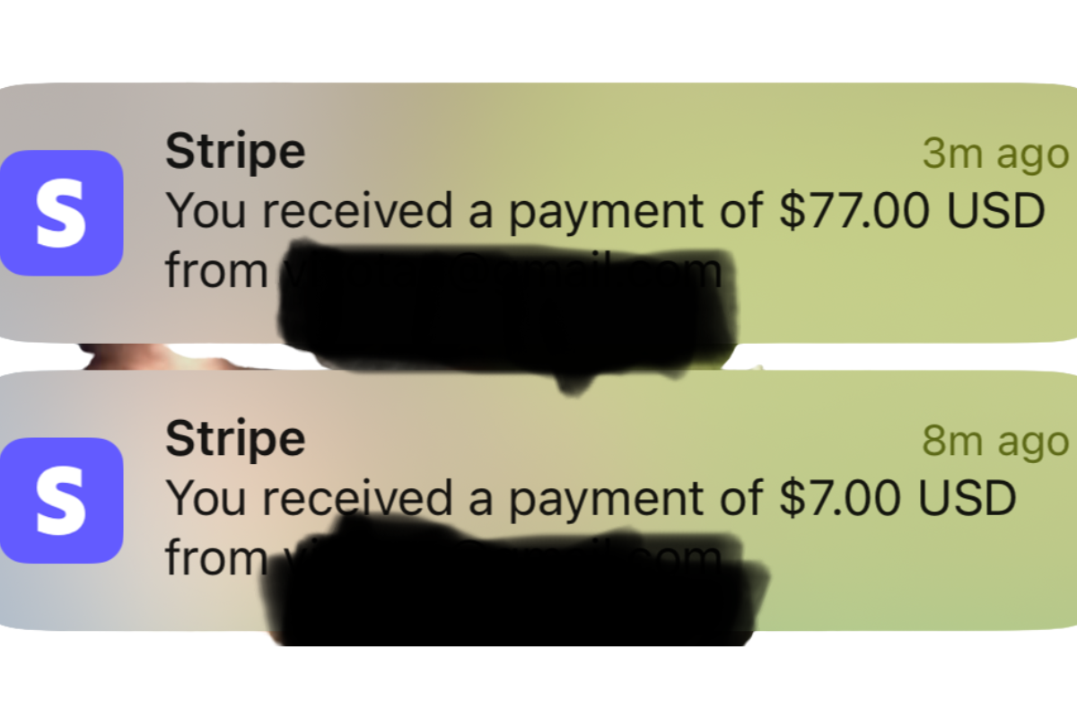 An image of a Stripe payment confirmation.