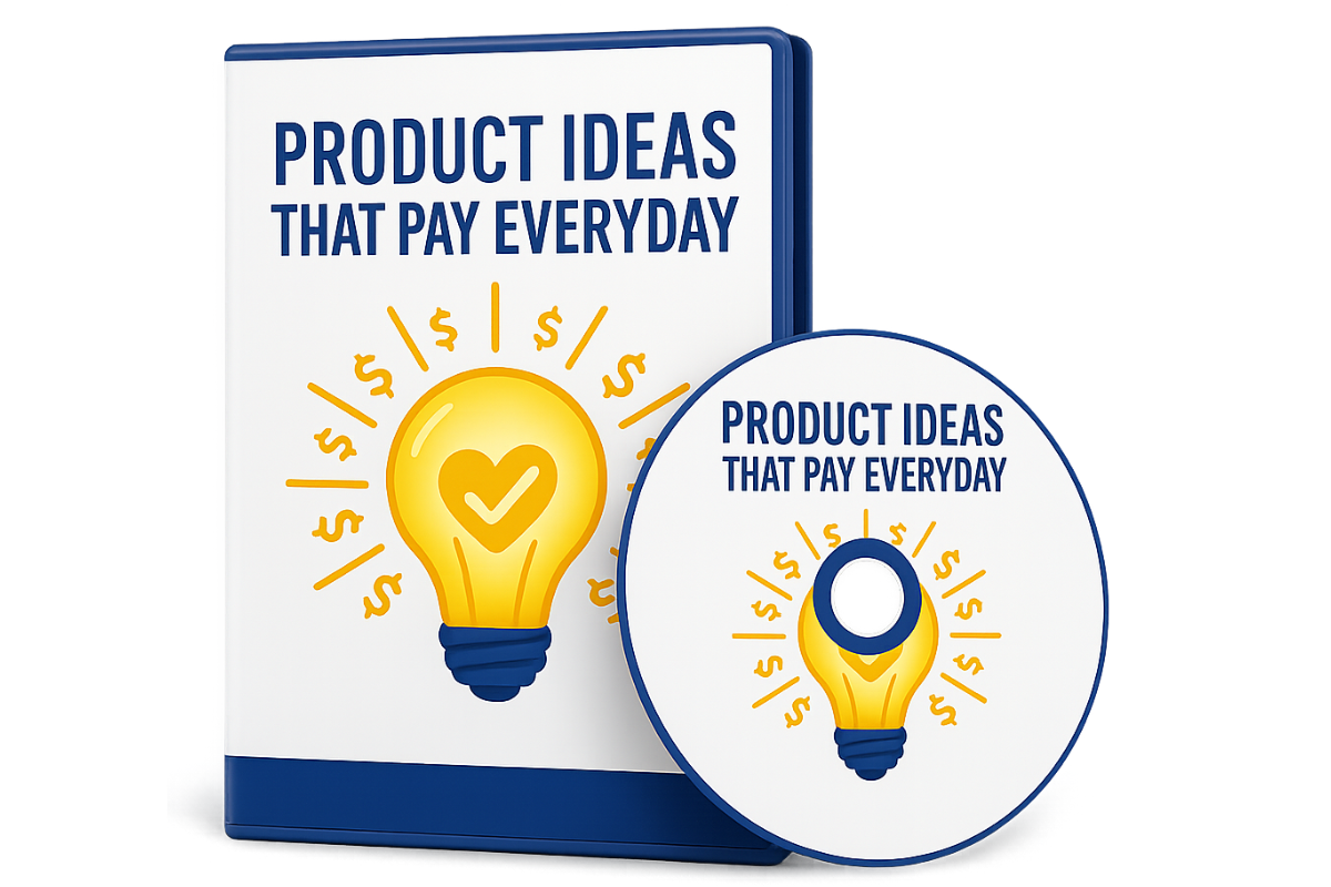 An image of a digital product called Product Ideas That Pay Everyday.