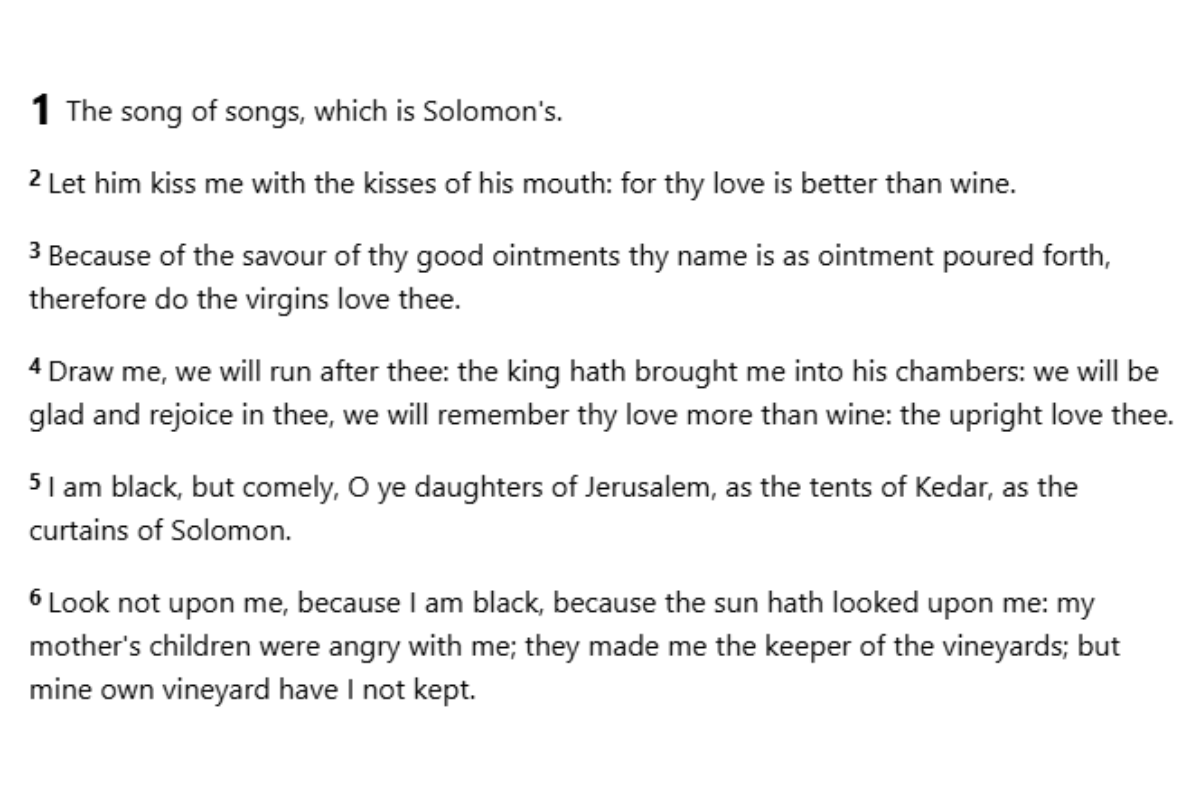 An excerpt from the Song of Solomon in the Bible.