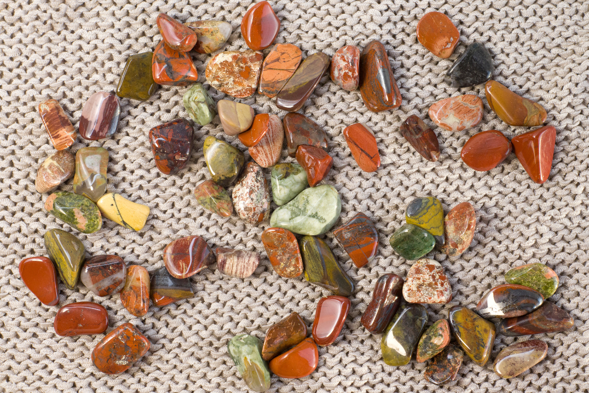 Different shades of jasper stones.