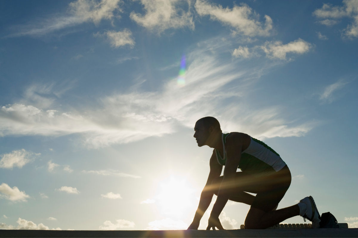 A runner on starting position.
