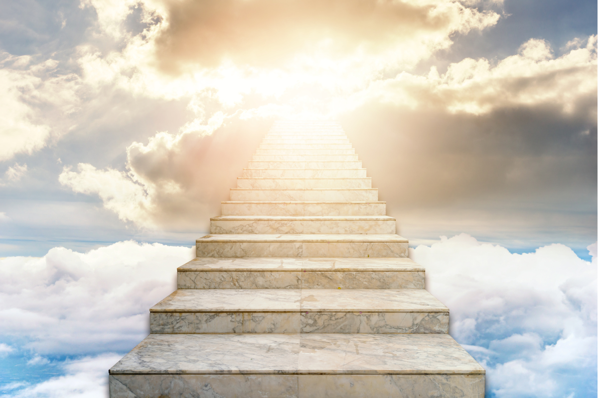An illustration of a stairway leading up to heaven.