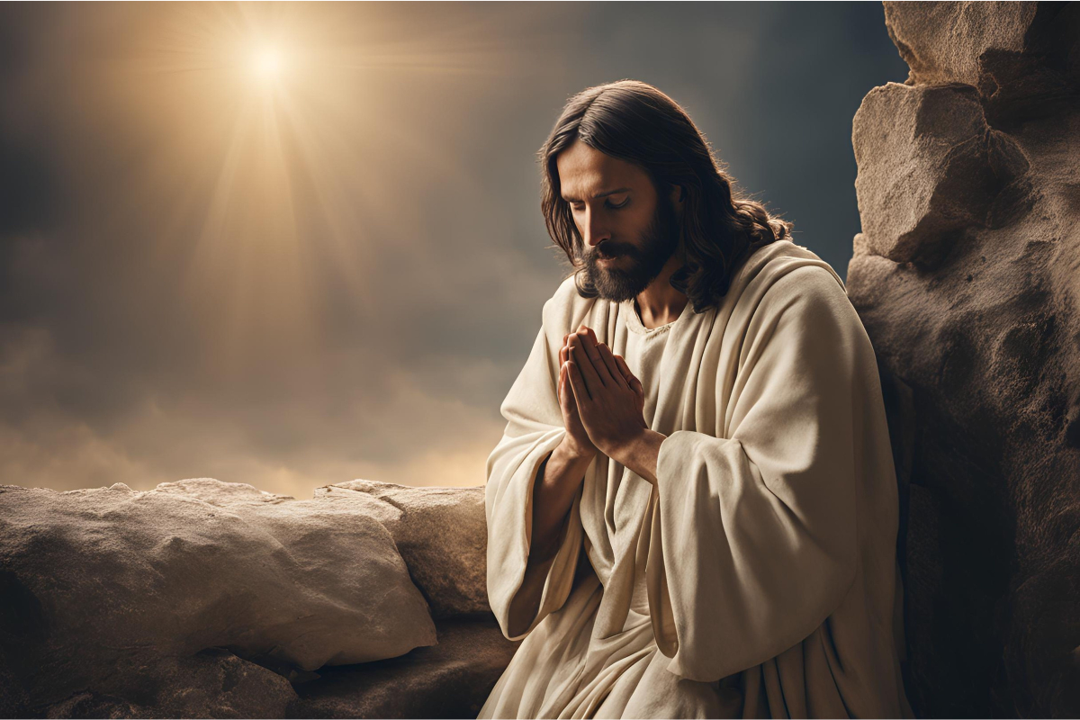 An image of Jesus praying.