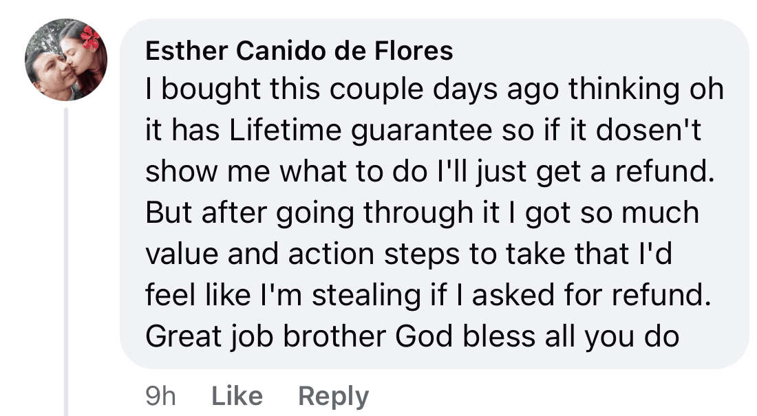 Customer testimonial statement.