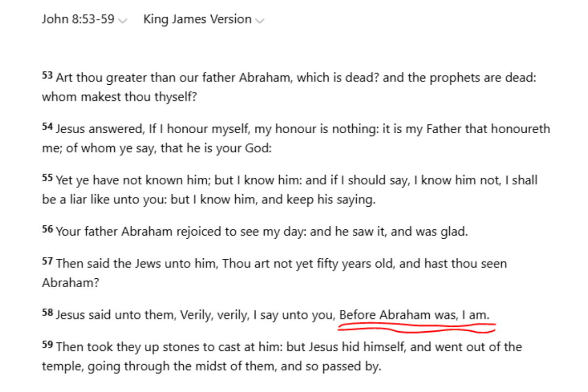 An excerpt of John 53-59.