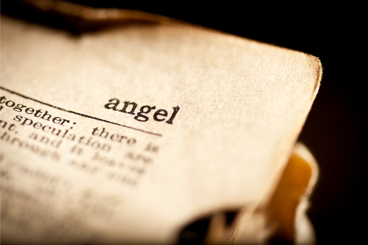 The word ANGEL in an old book.