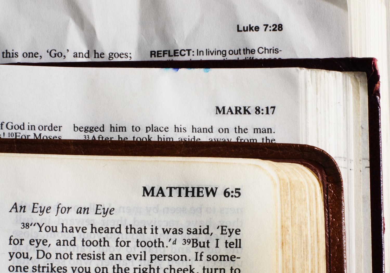 The gospels of Matthew, Mark and Luke in the Bible.