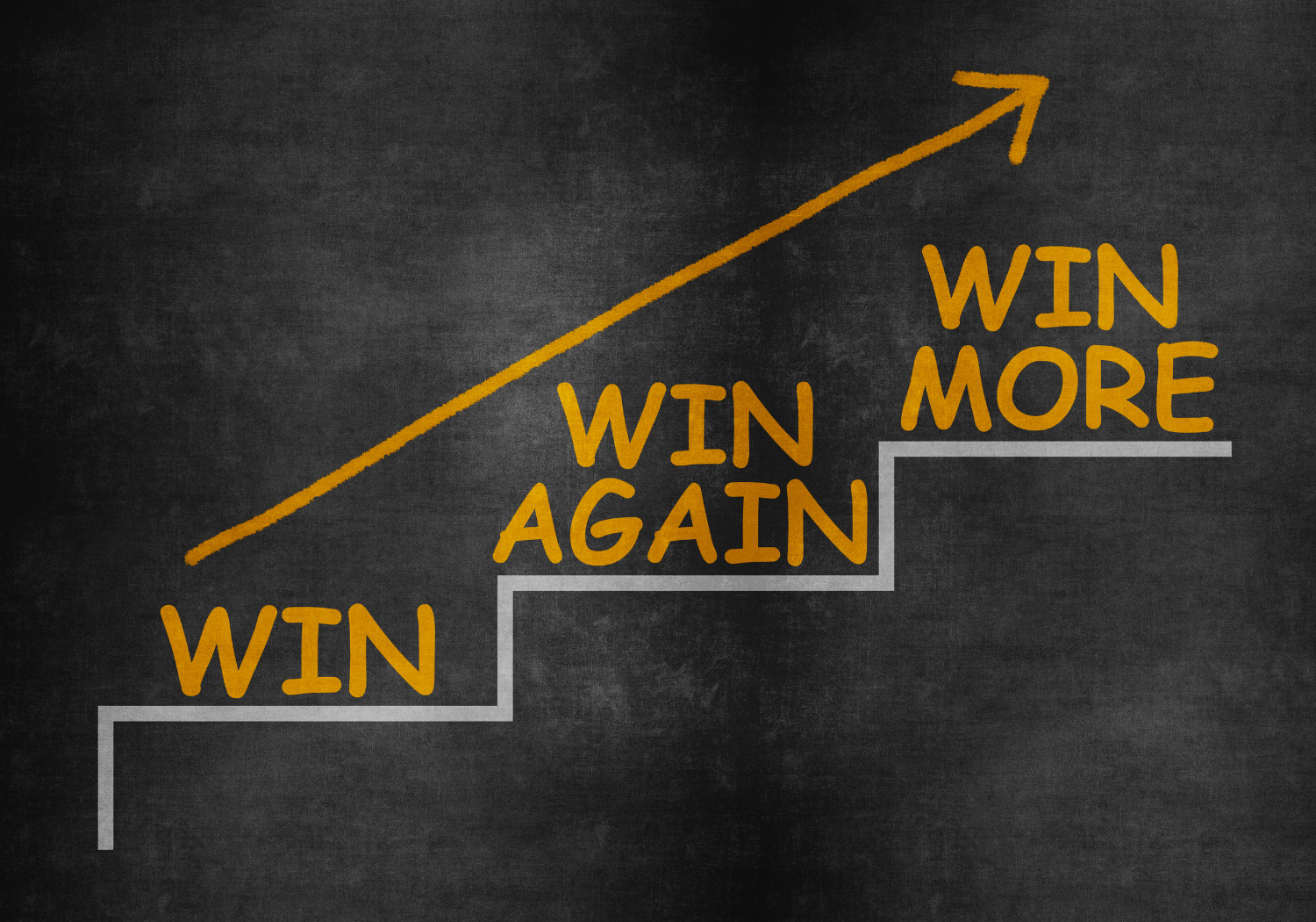 A ladder illustrating winning again and again every step up.
