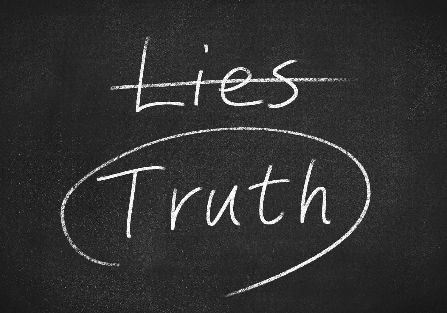 The word LIE crossed out and the word TRUTH encircled.