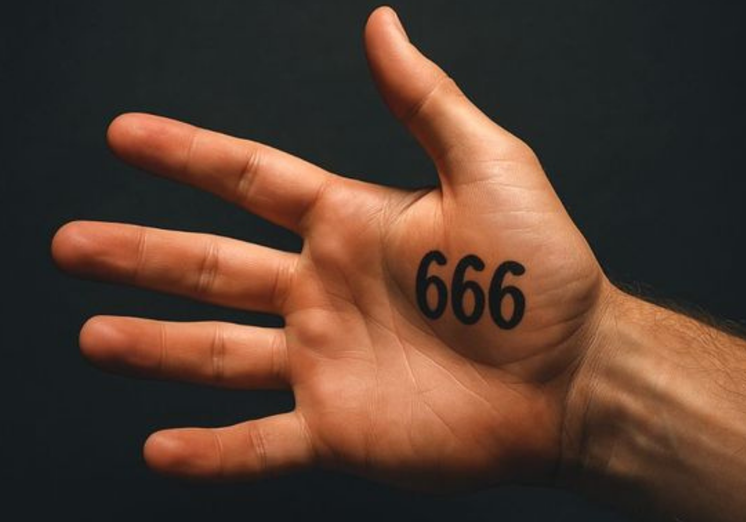 A hand with the numbers 666.