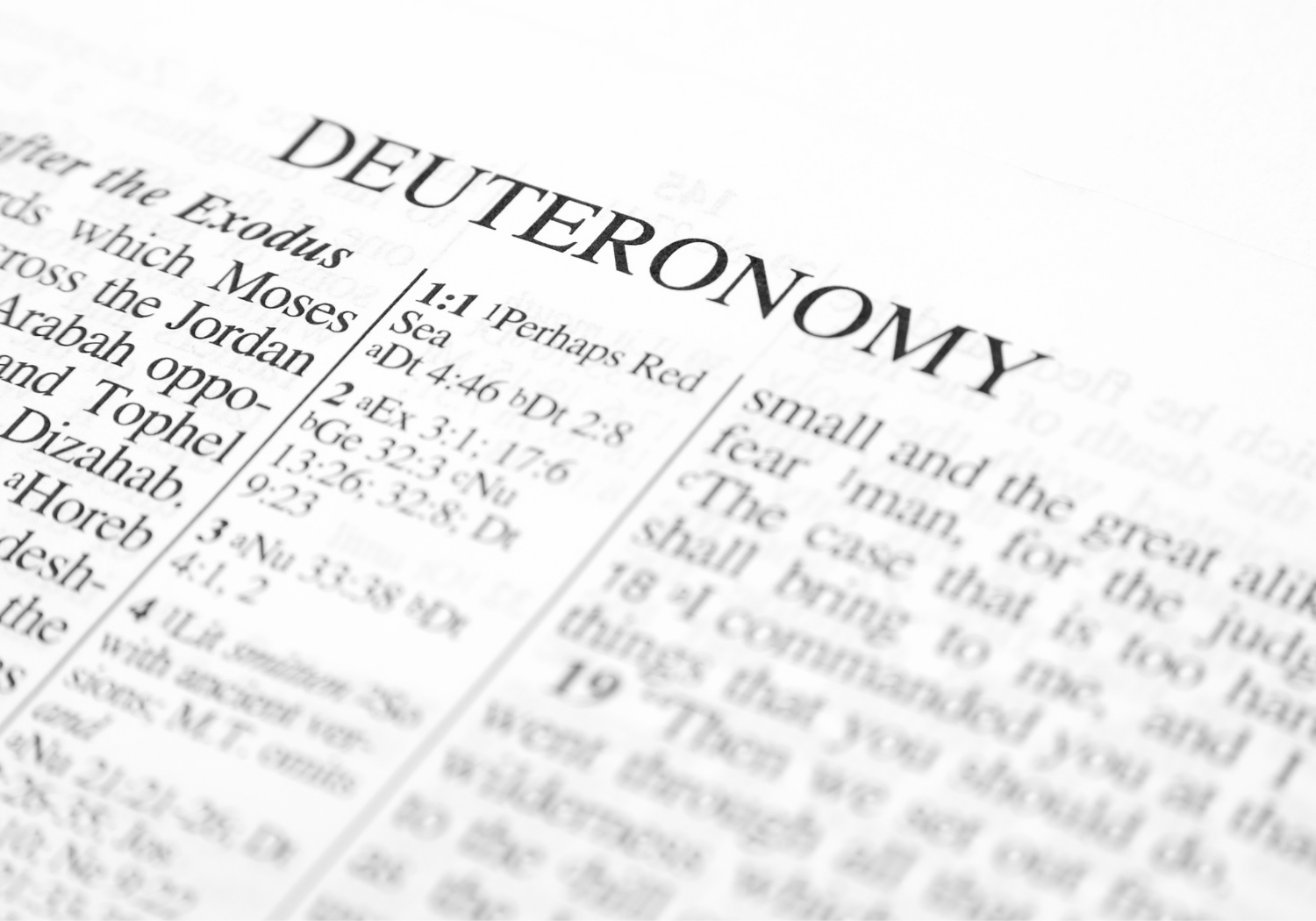 An image of the first page of the book of Deuteronomy.