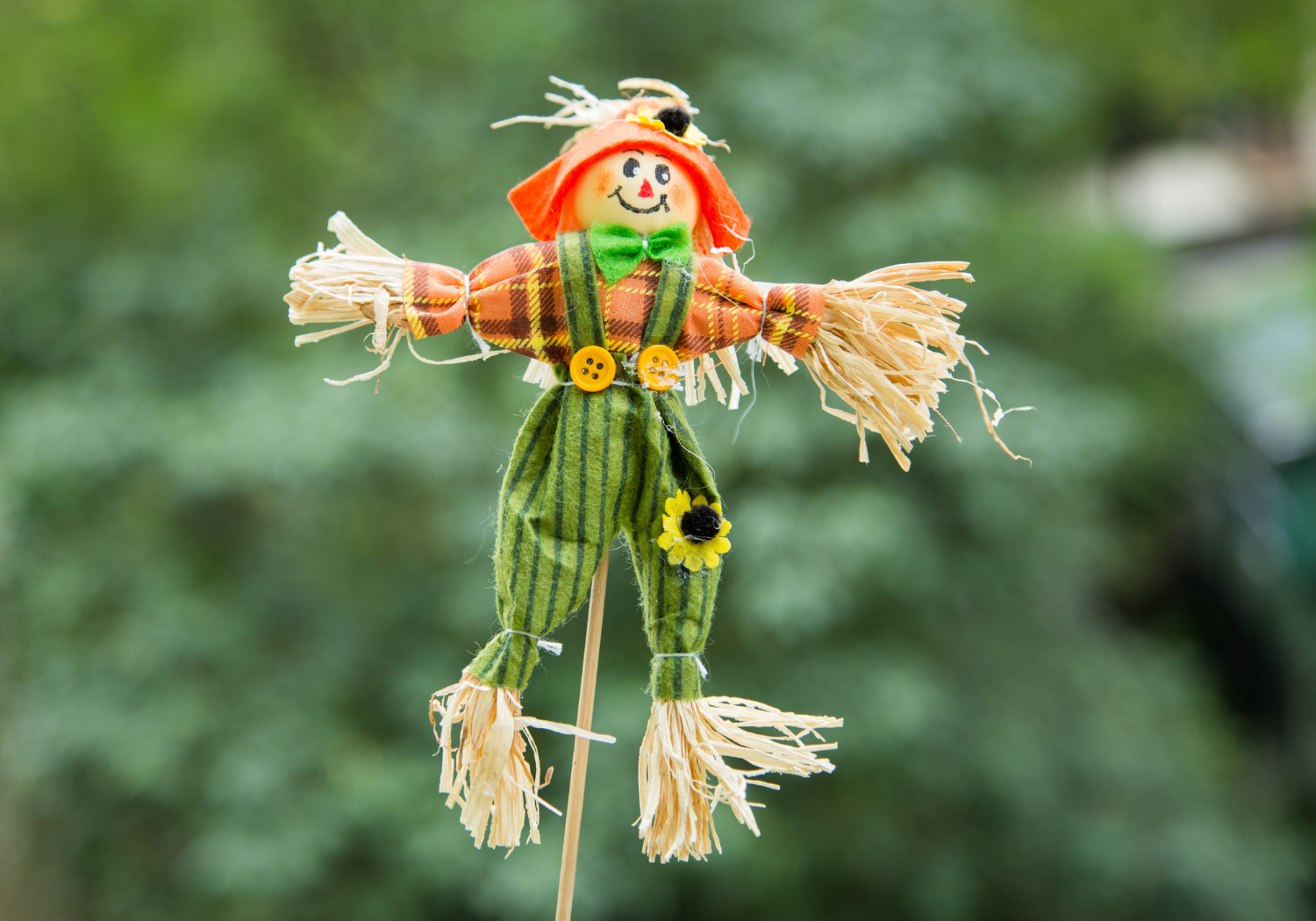A miniature strawman on a stick.