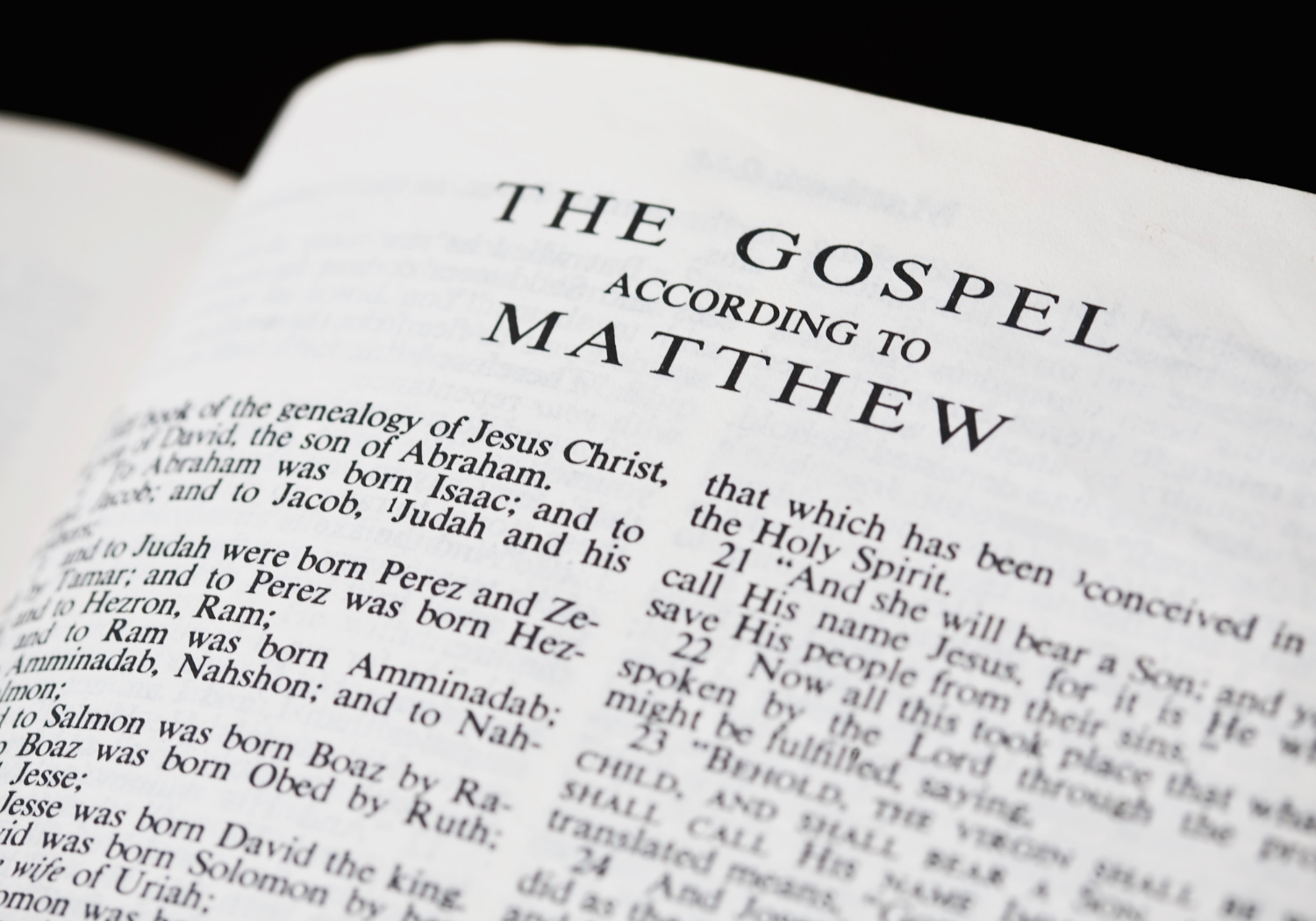 The first page of the book of Matthew.