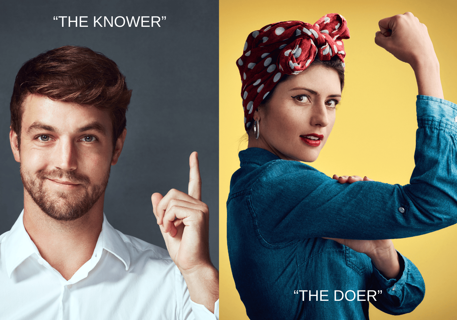 A man and woman, illustrating the knower and the doer.