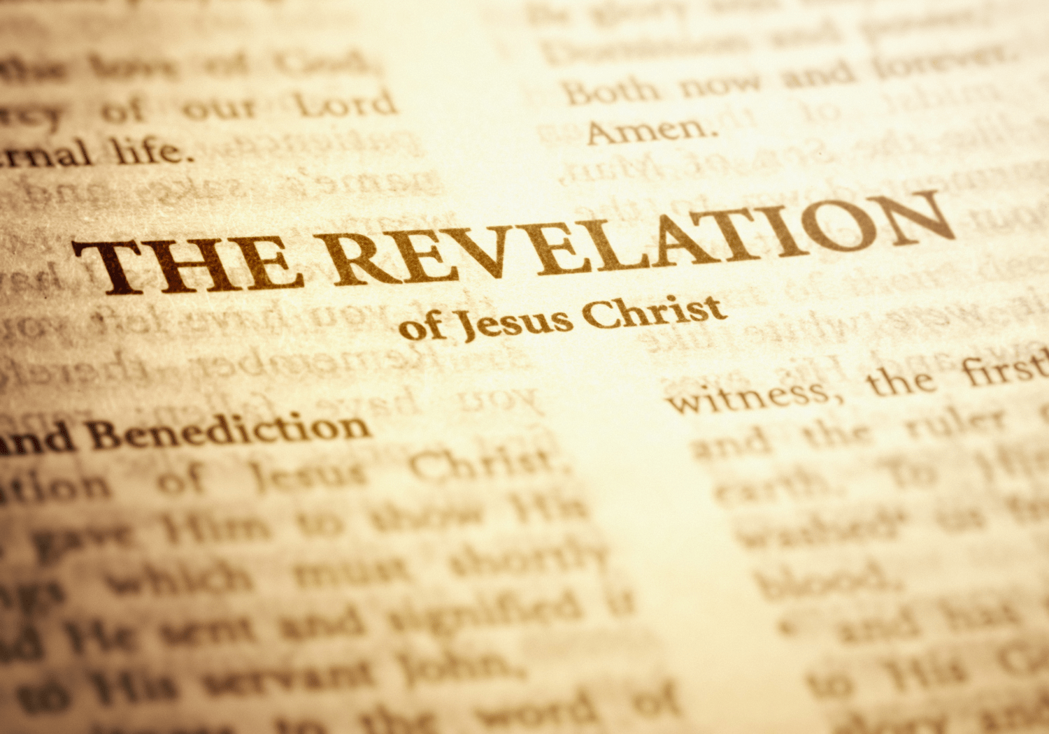 The first page of the Book of Revelation in the Bible.