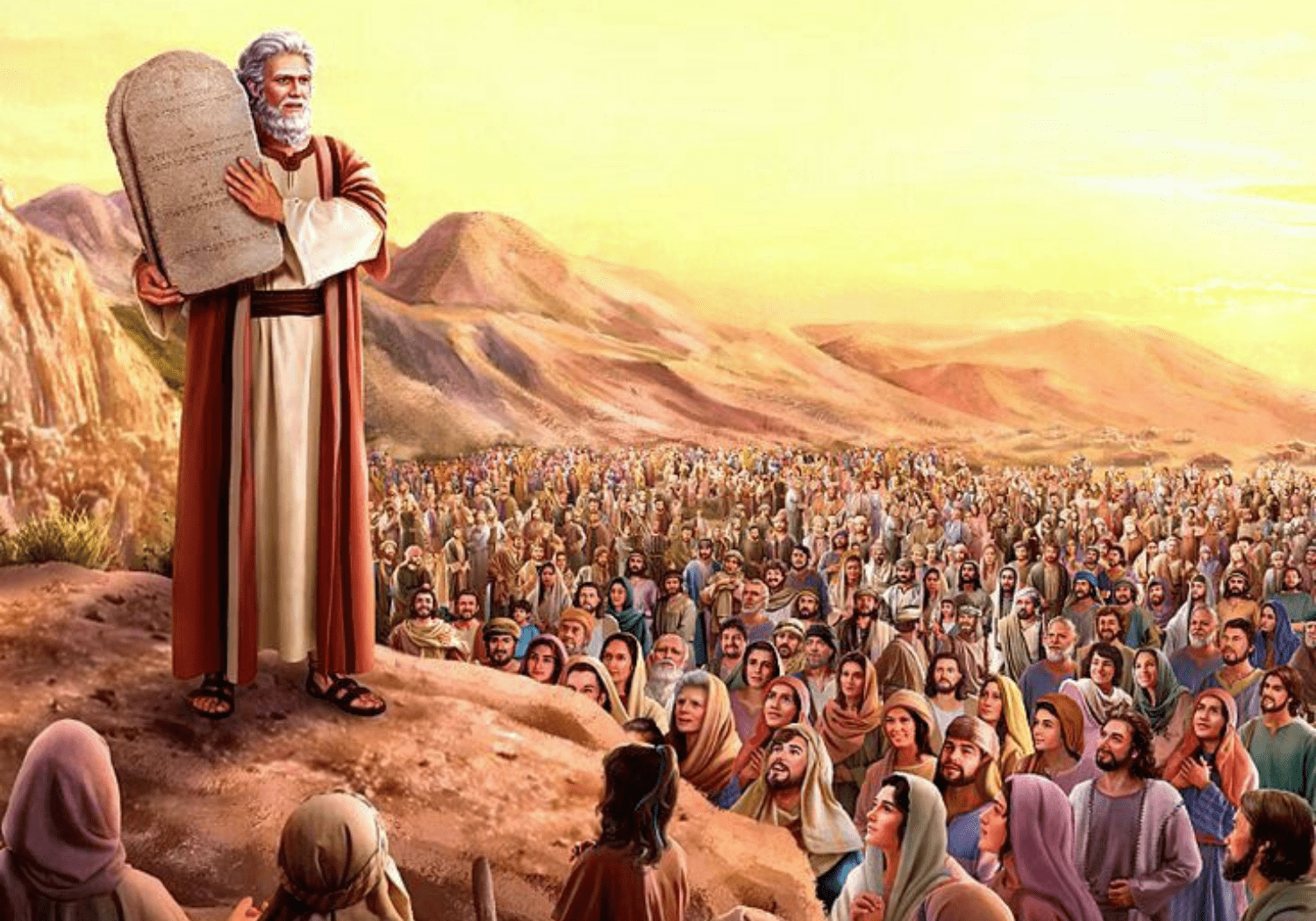 An image of Moses and the Ten Commandments.