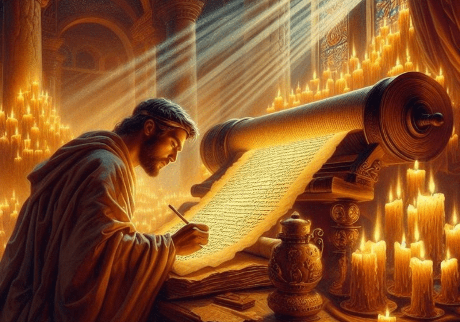 An illustration of Ezra in the Bible.