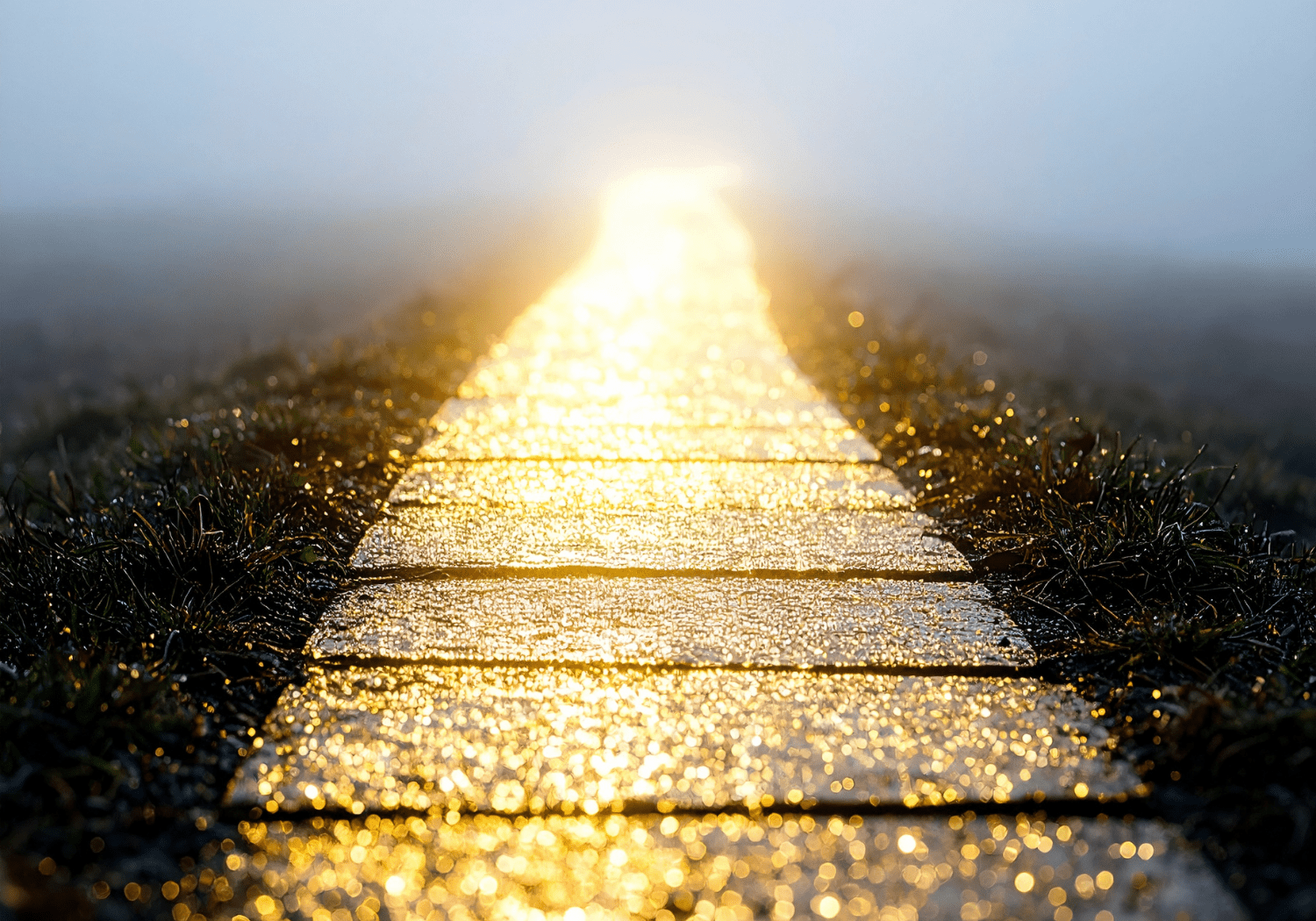 A glittering golden pathway.