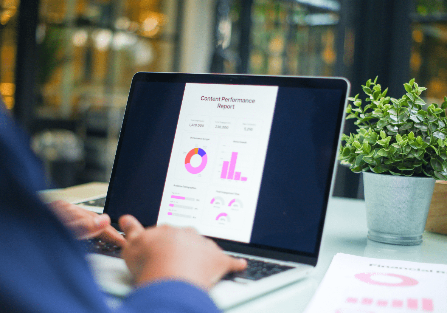 A person checking analytics for online content.