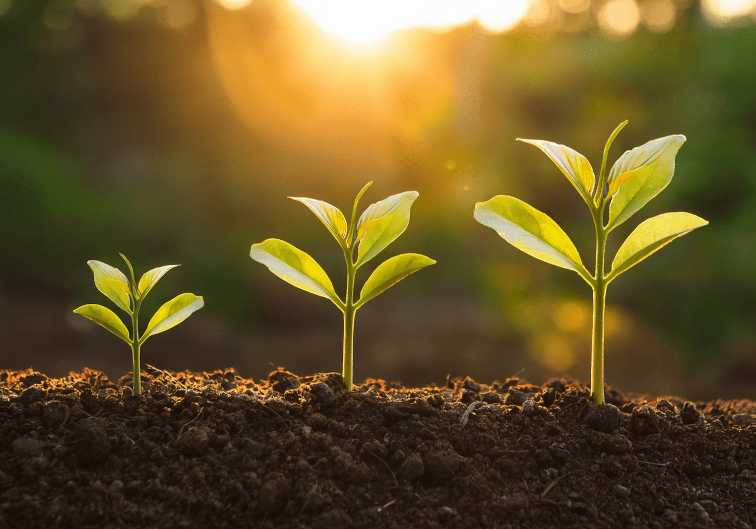 Seedlings growing on different timelines.