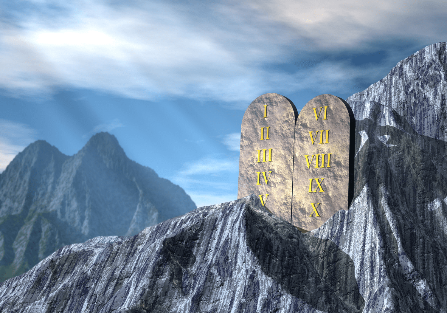 An illustration of the Ten Commandments.