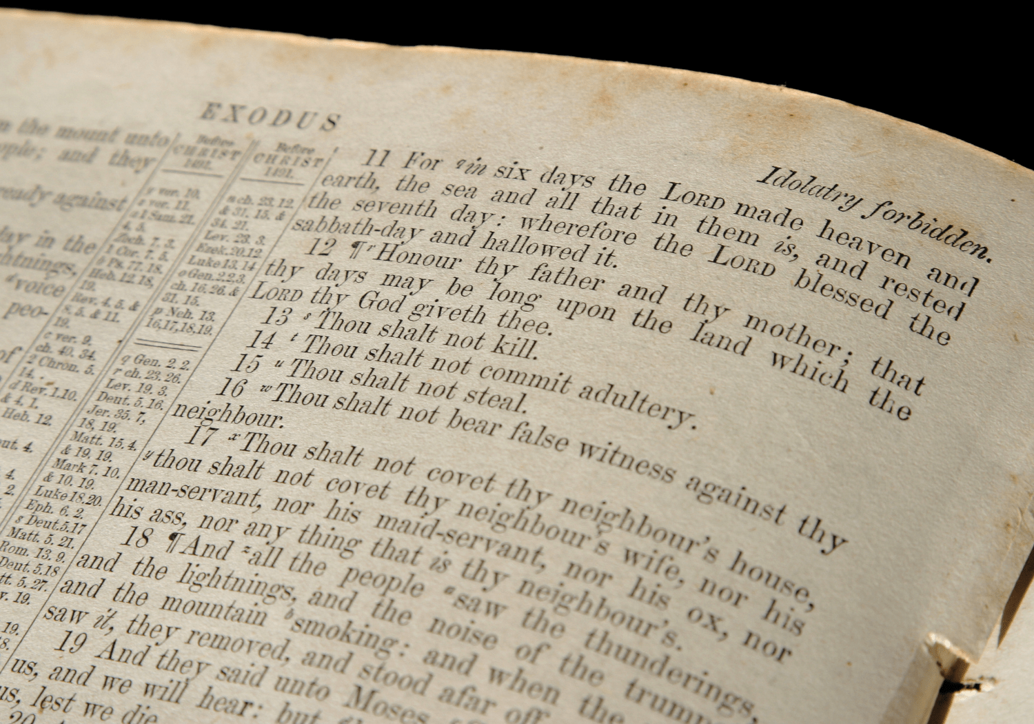 The Ten Commandments as shown in the Bible.