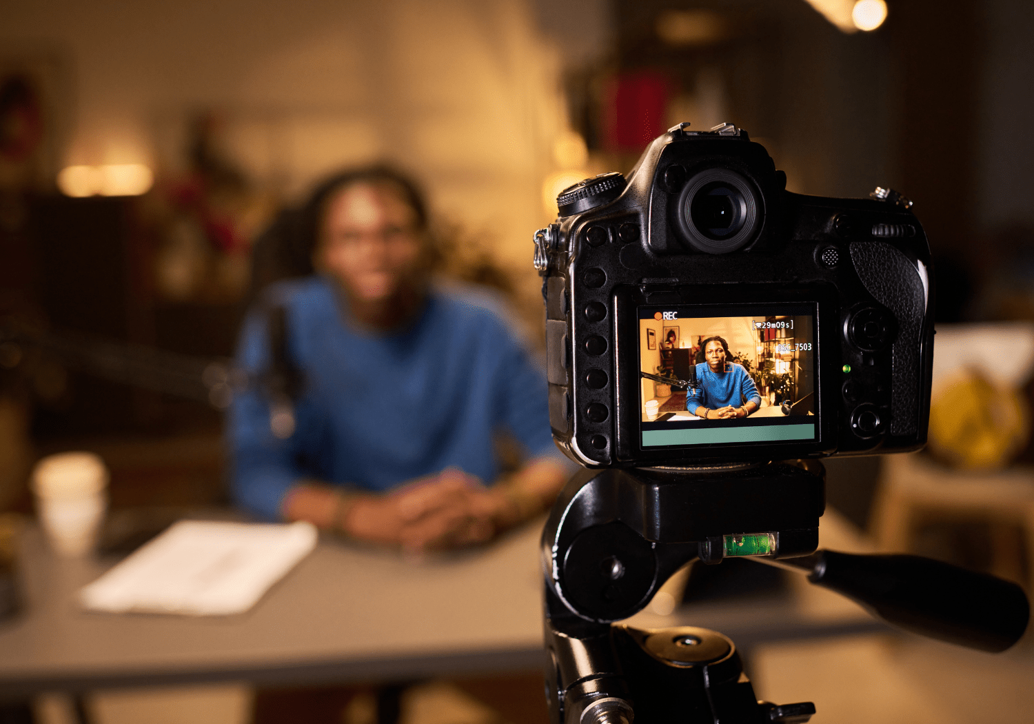 A man recording a video for content.