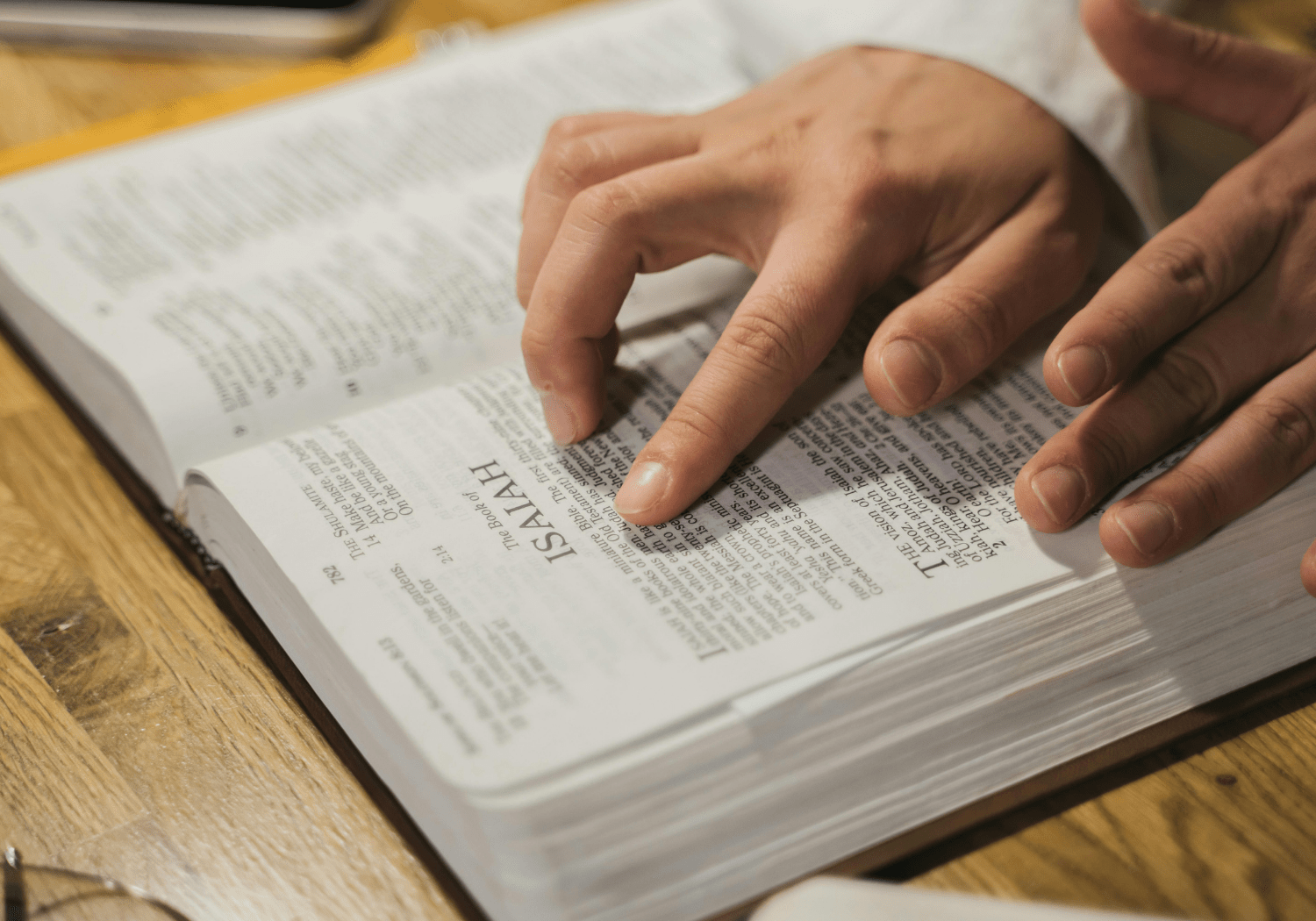 An image of the book of Isaiah in the Bible.